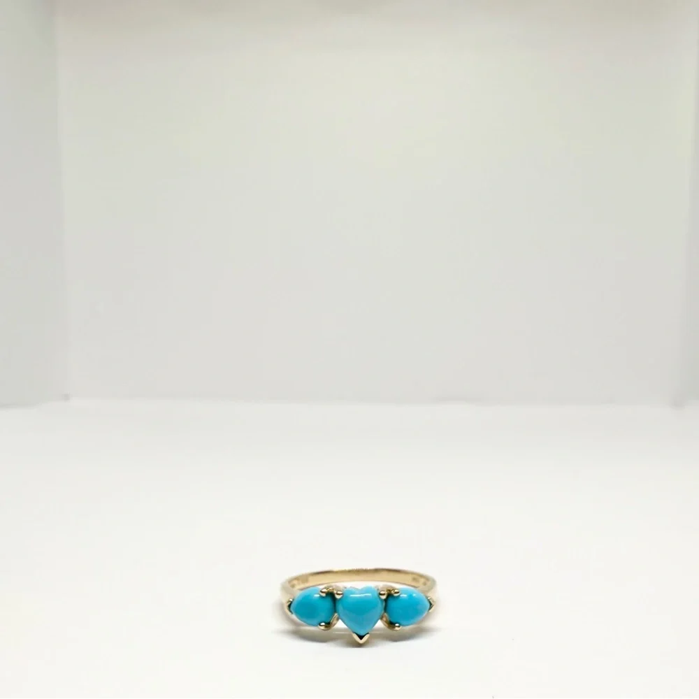 NEW Solid 10K Gold Natural Turquoise Ring - Picture 3 of 6
